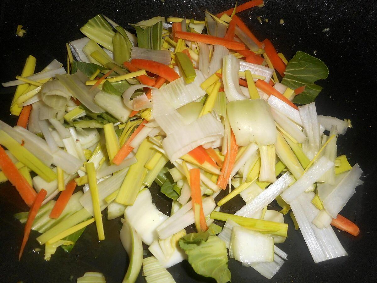 recette Soupe de vermicelles de riz aux légumes et au poulet (thailande)