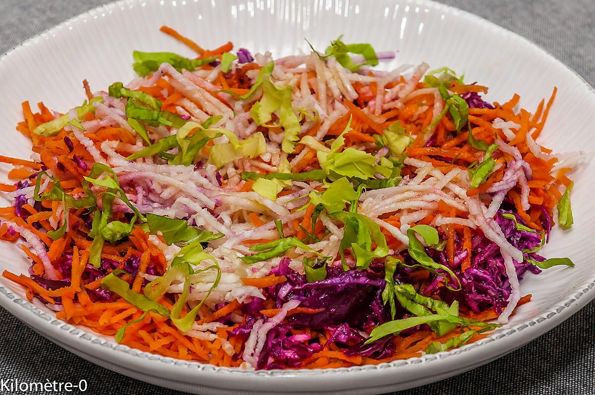 recette Salade de chou rouge, carotte et radis noir