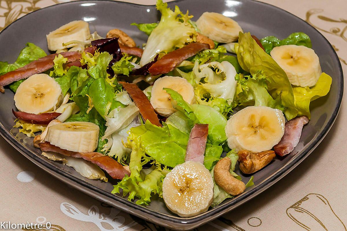 recette Salade de bananes, bacon et noix de cajou