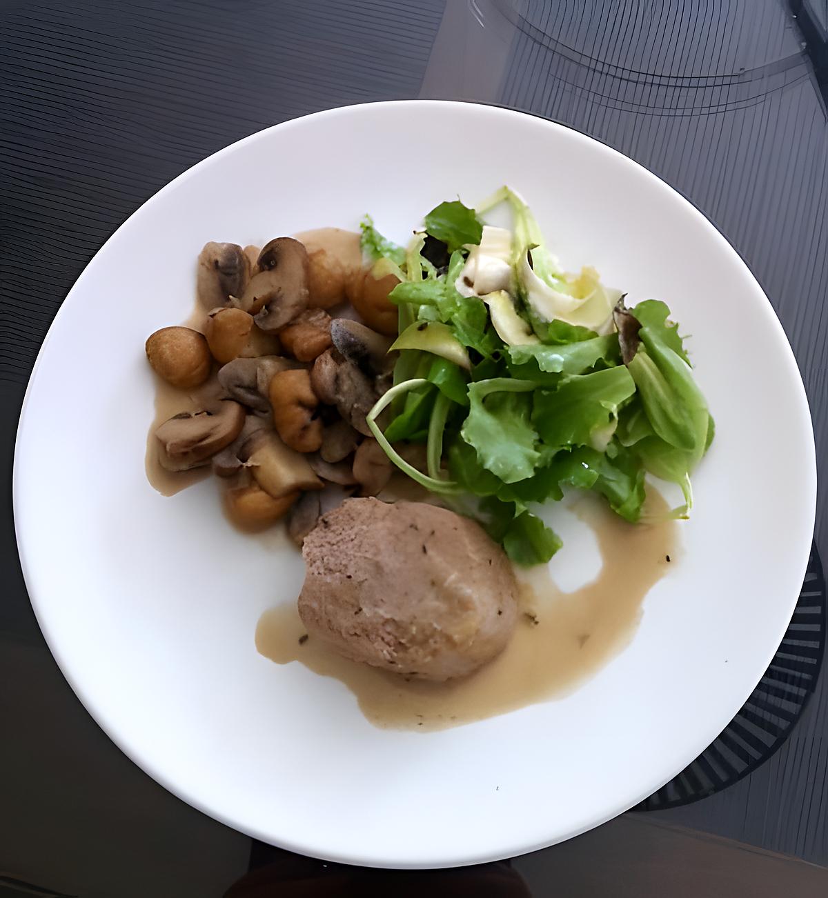 recette Filet mignon aux châtaignes et champignons