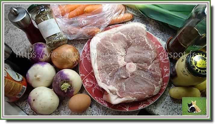 recette Rouelle de porc comme un pot au feu avec navet, carotte, poireau et pomme de terre