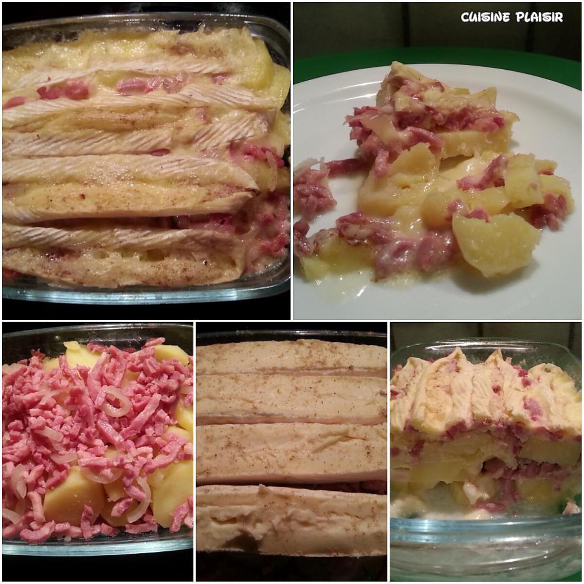 recette Pdt lardons fumés gratinés au camembert/fromage pour raclette..