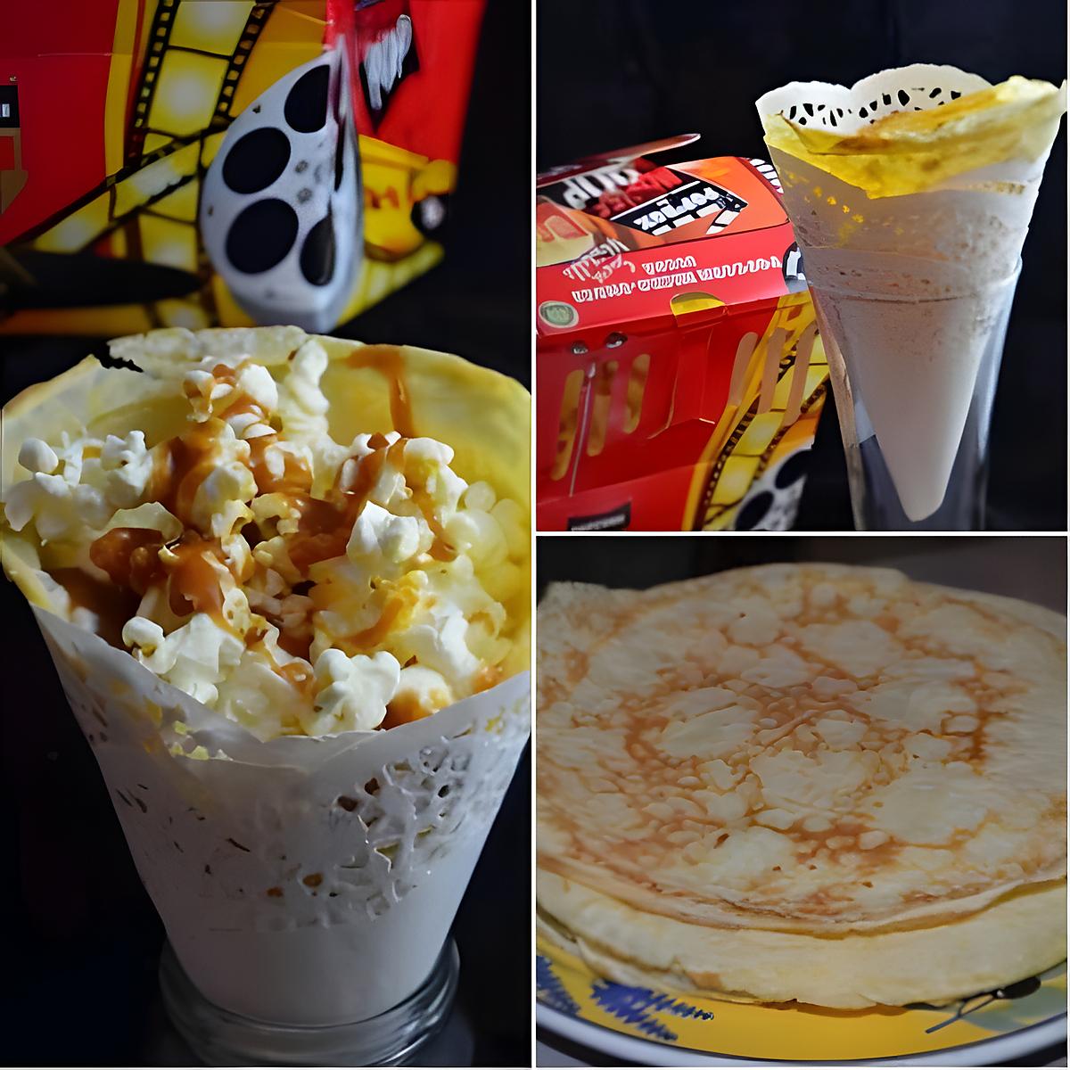 recette CREPE CINEMA : CHANTILLY, POP CORN ET CARAMEL