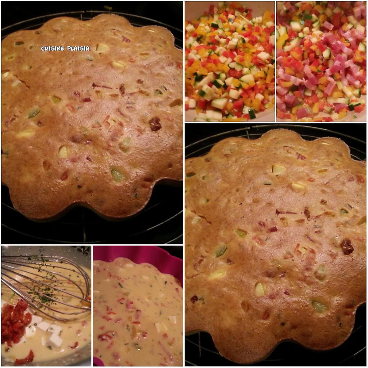 recette Cake salé courgette-poivron-tomate séchée-feta