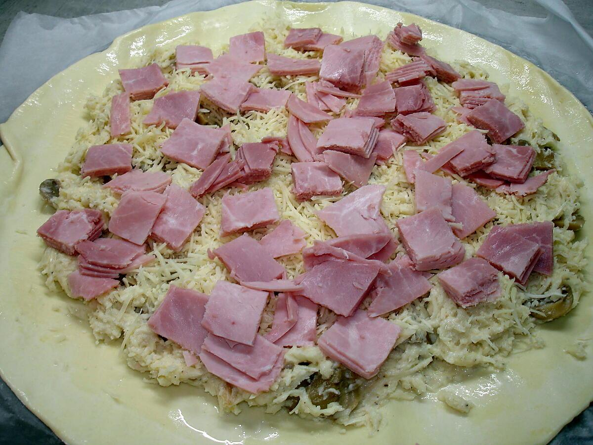 recette Tourte feuilletée au jambon et champignon