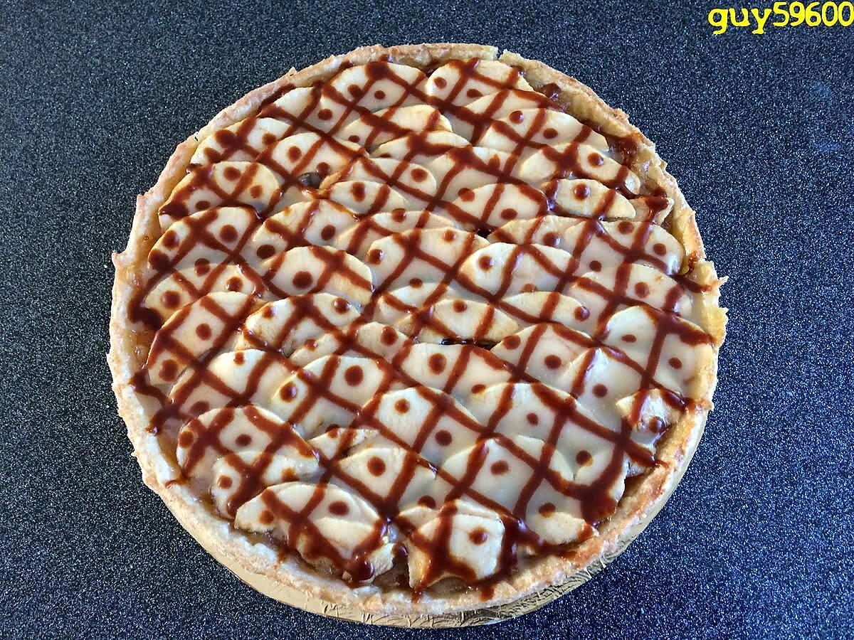 recette tarte compote de pommes et pommes en garniture sirop d'érable et caramel beurre salé