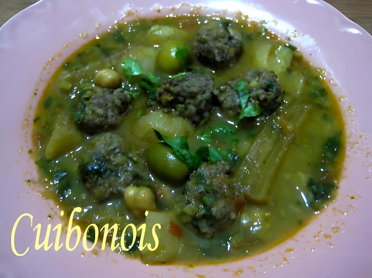 recette Tajine de Topinambour, au cardon et aux boulettes de viande - spécialité Bônoise (Annaba)