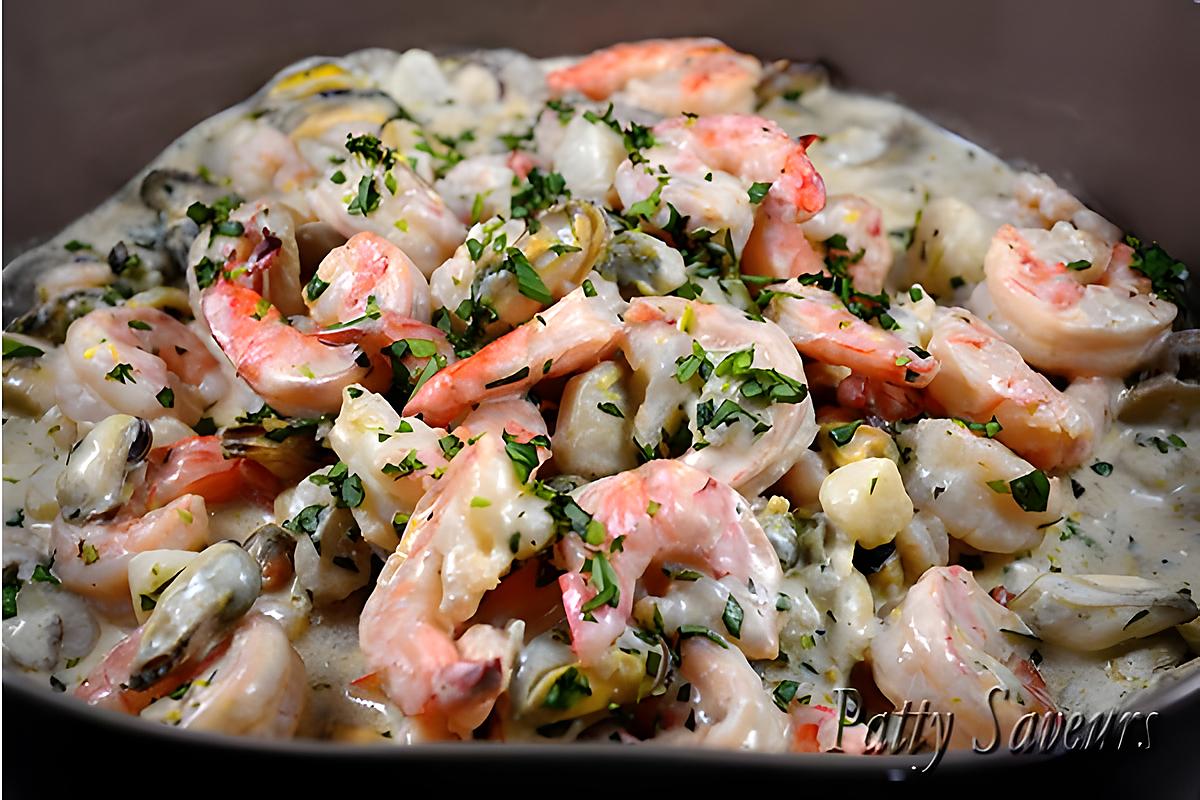 recette Crevettes et petits fruits de mer, sauce crémeuse à l’estragon