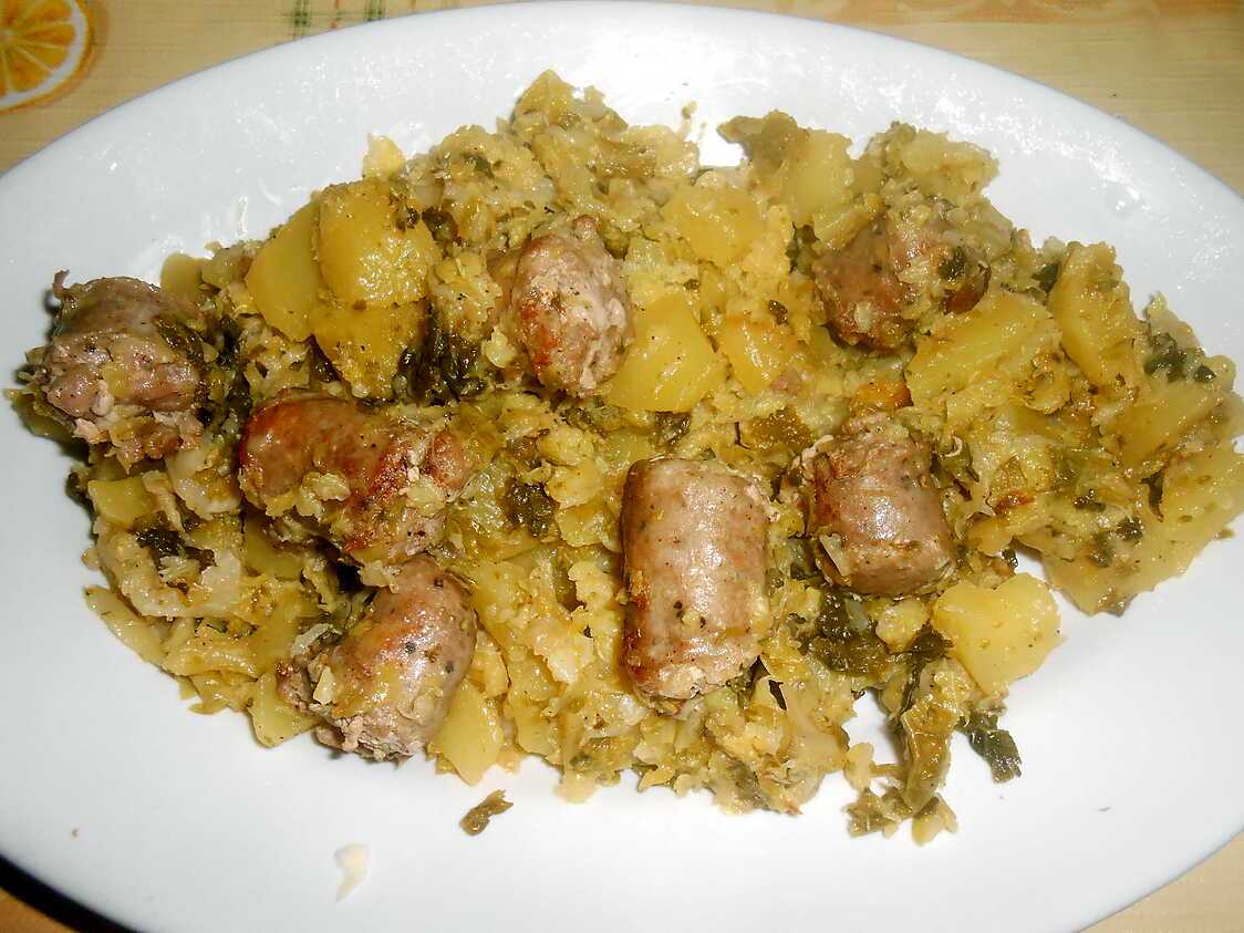 Recette d'ECRASEE DE CHOU POMMES DE TERRE A LA SAUCISSE DE TOULOUSE