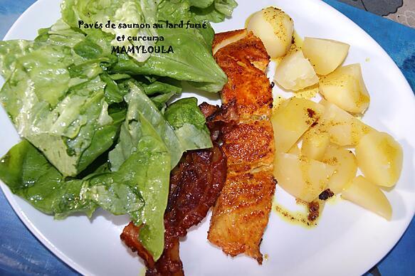 recette Pavés de saumon au lard fumé et curcuma