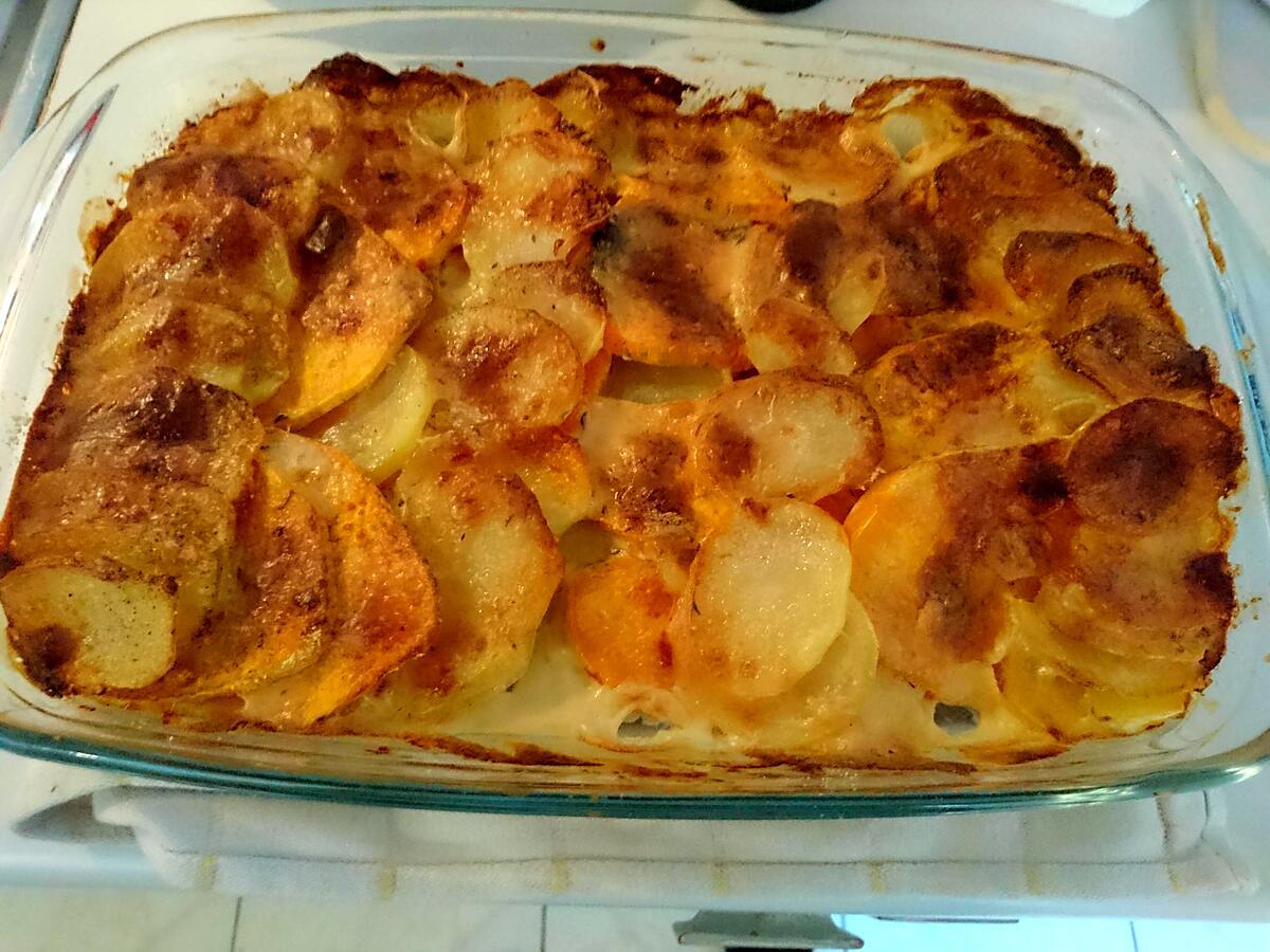 recette Gratin de pomme de terre et patate douce