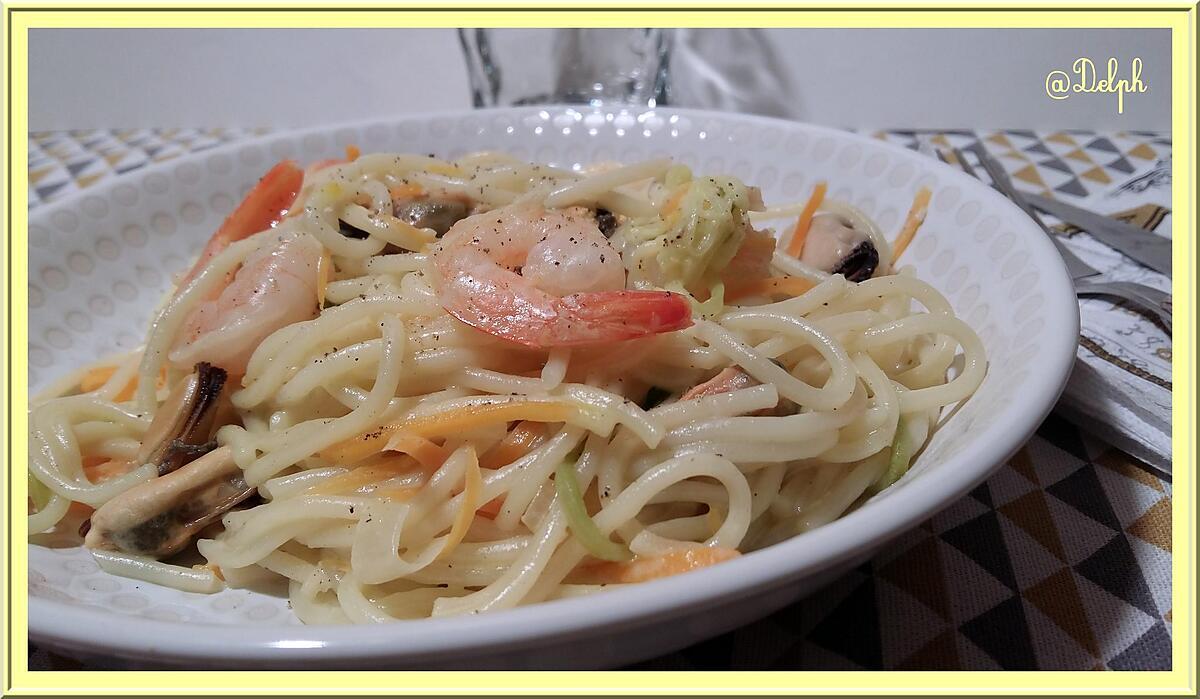 recette Spaghetti et moules sauce safran