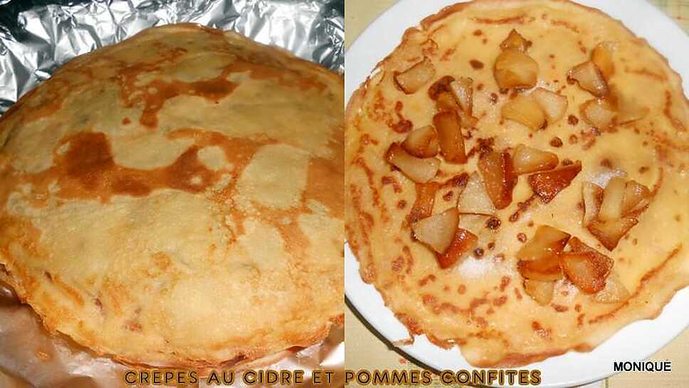 recette CREPES AU CIDRE FOURREES A LA POMME CONFITE