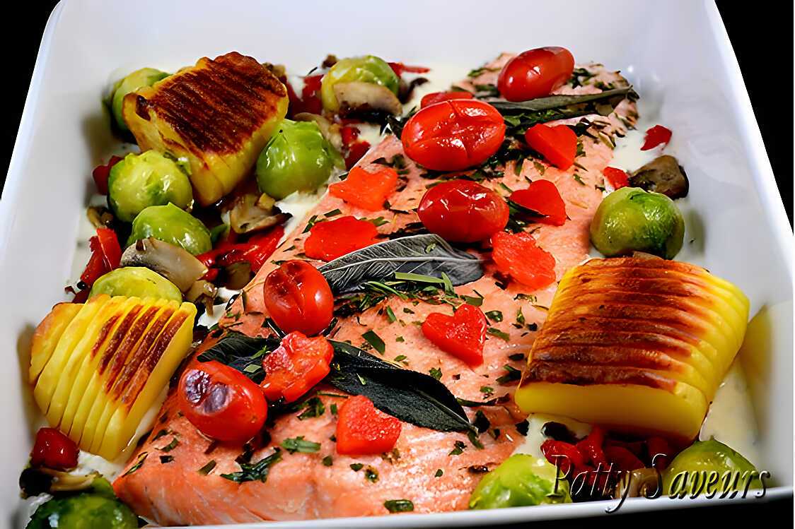 Recette de Filet de Saumon au Four, Légumes sautés