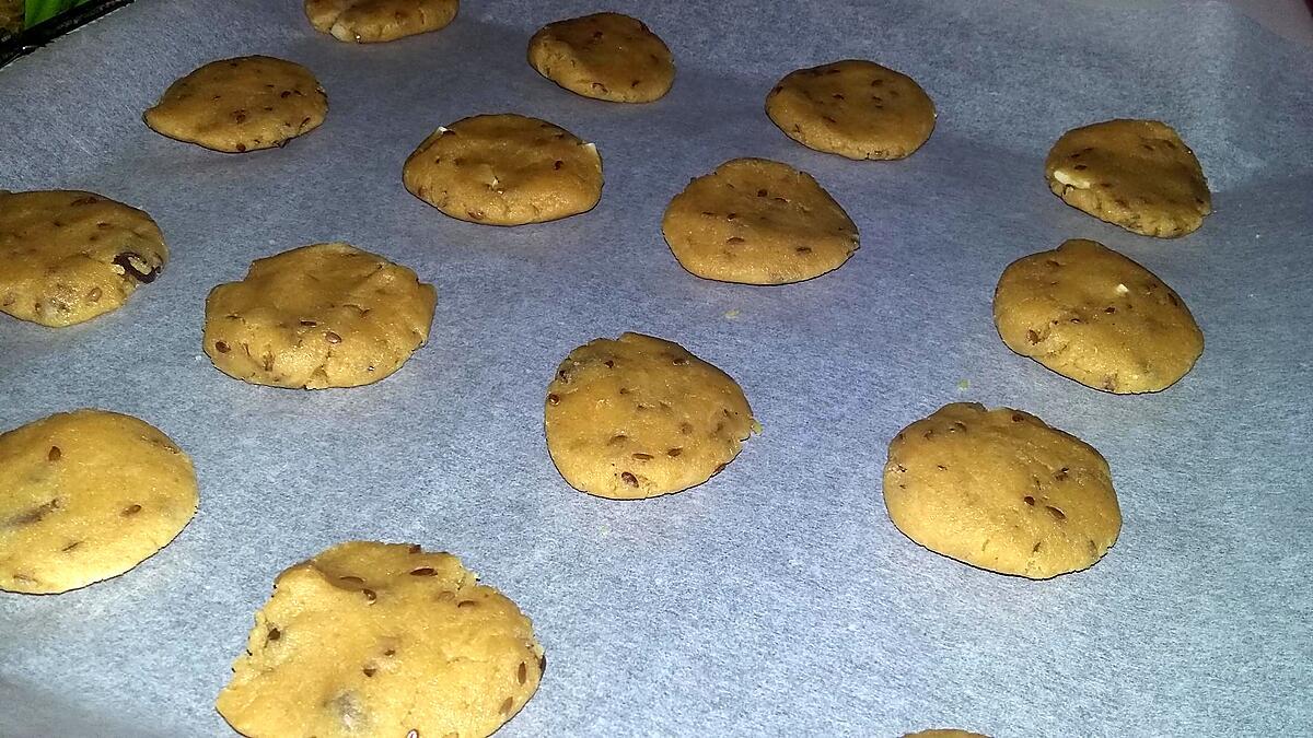 recette Cookies au beurre de cacahuètes graines de lin pépites de chocolat
