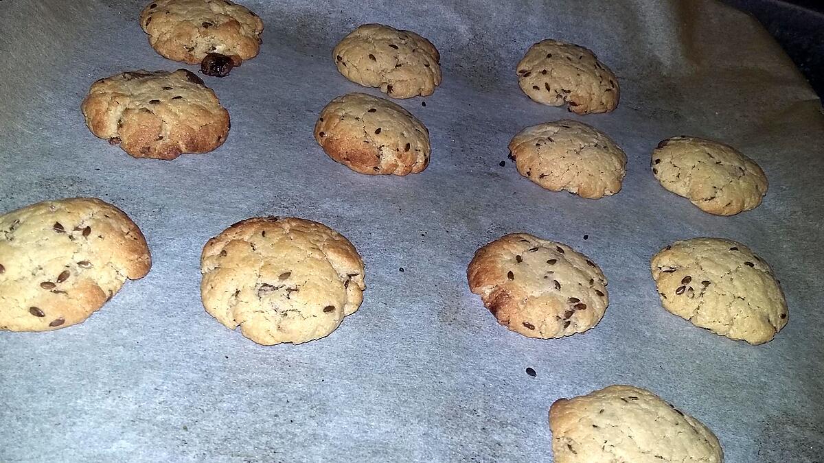 recette Cookies au beurre de cacahuètes graines de lin pépites de chocolat