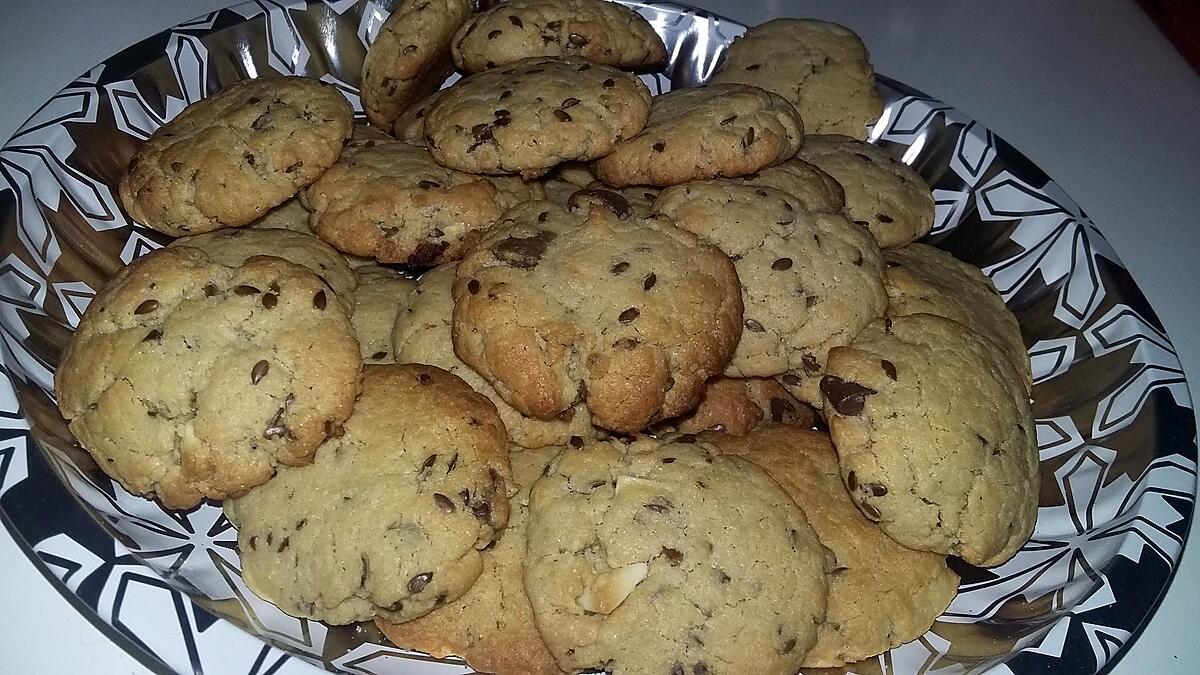 recette Cookies au beurre de cacahuètes graines de lin pépites de chocolat