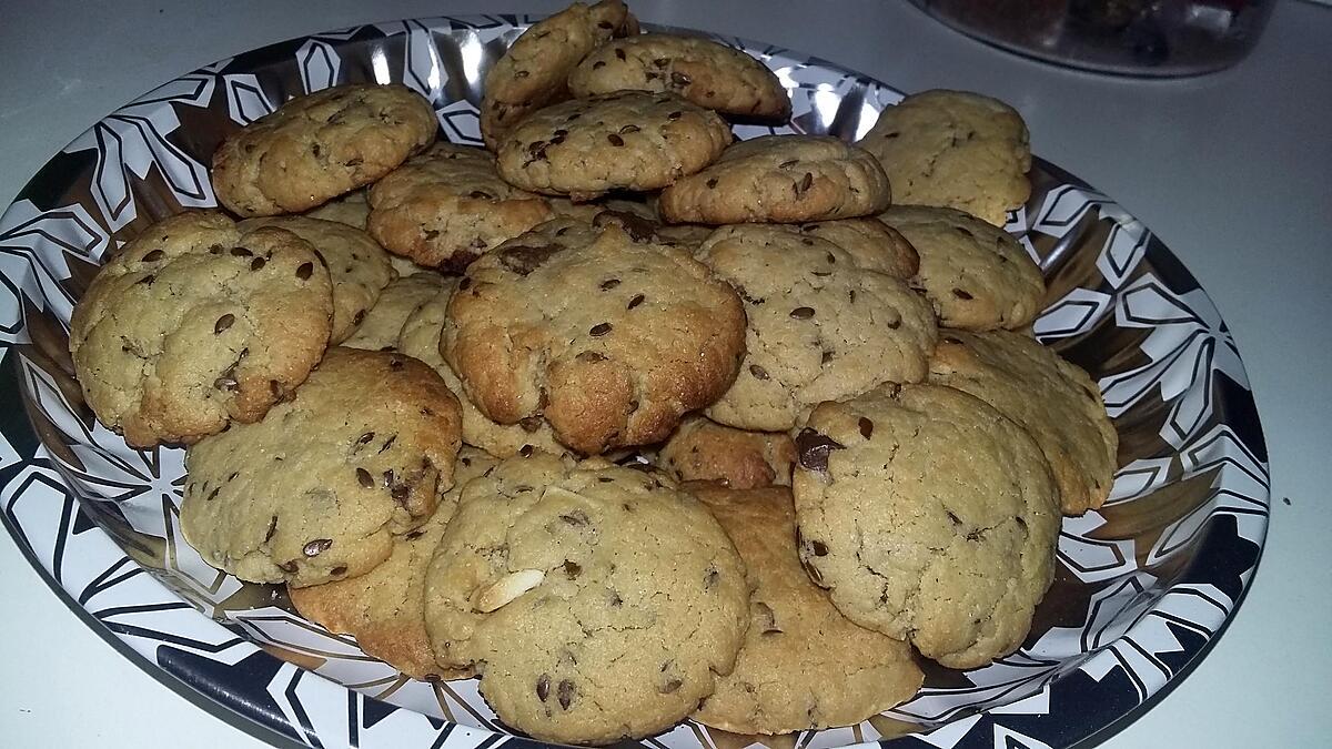 recette Cookies au beurre de cacahuètes graines de lin pépites de chocolat