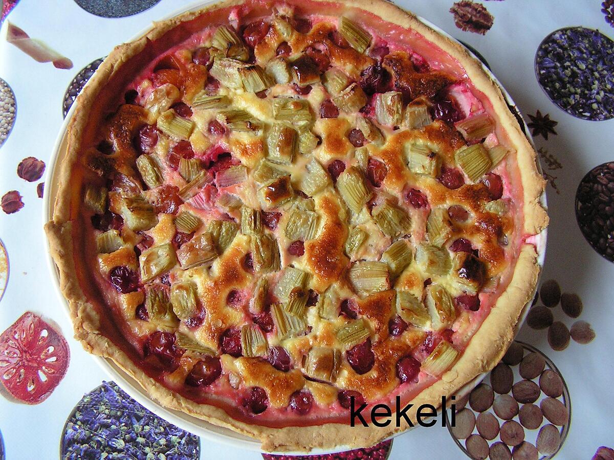 recette Tarte aux prunes et rhubarbe