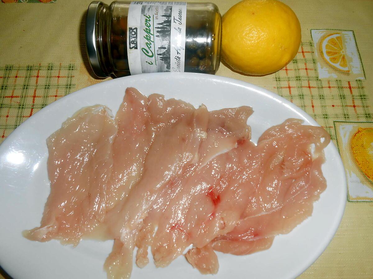 recette SCALOPPINE DE POULET SAUCE CREMEUSE AU CITRON ET CAPRES