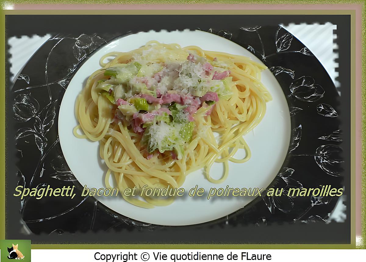 recette Spaghetti, bacon et fondue de poireaux au maroilles