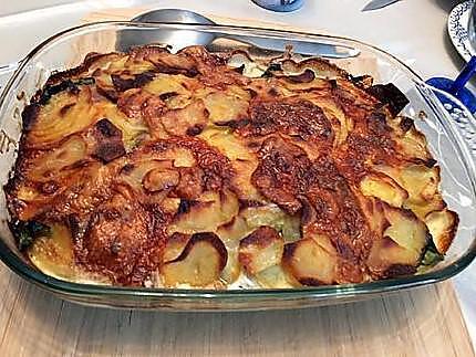 recette Gratin de pomme de terre au jambon épinard et tomme de montagne