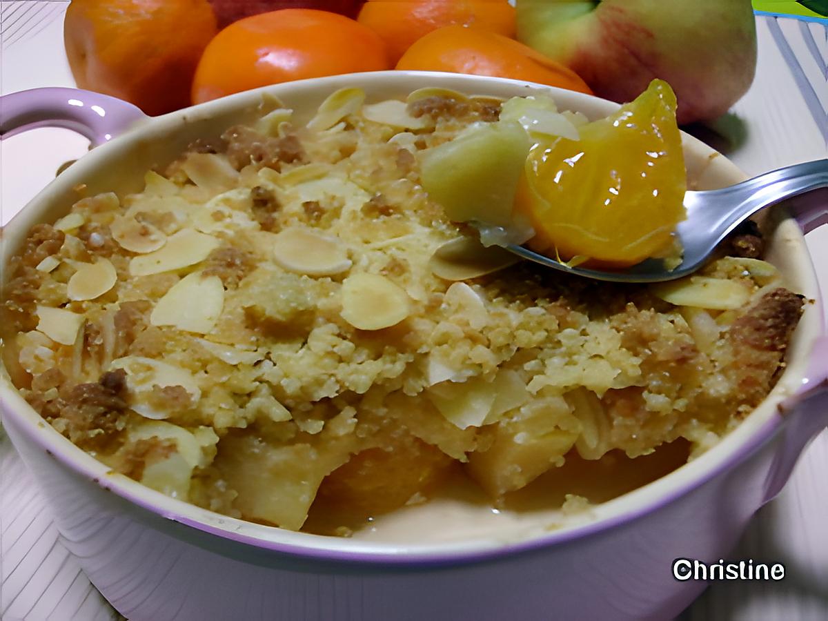 recette Crumble pomme-clémentines et amandes