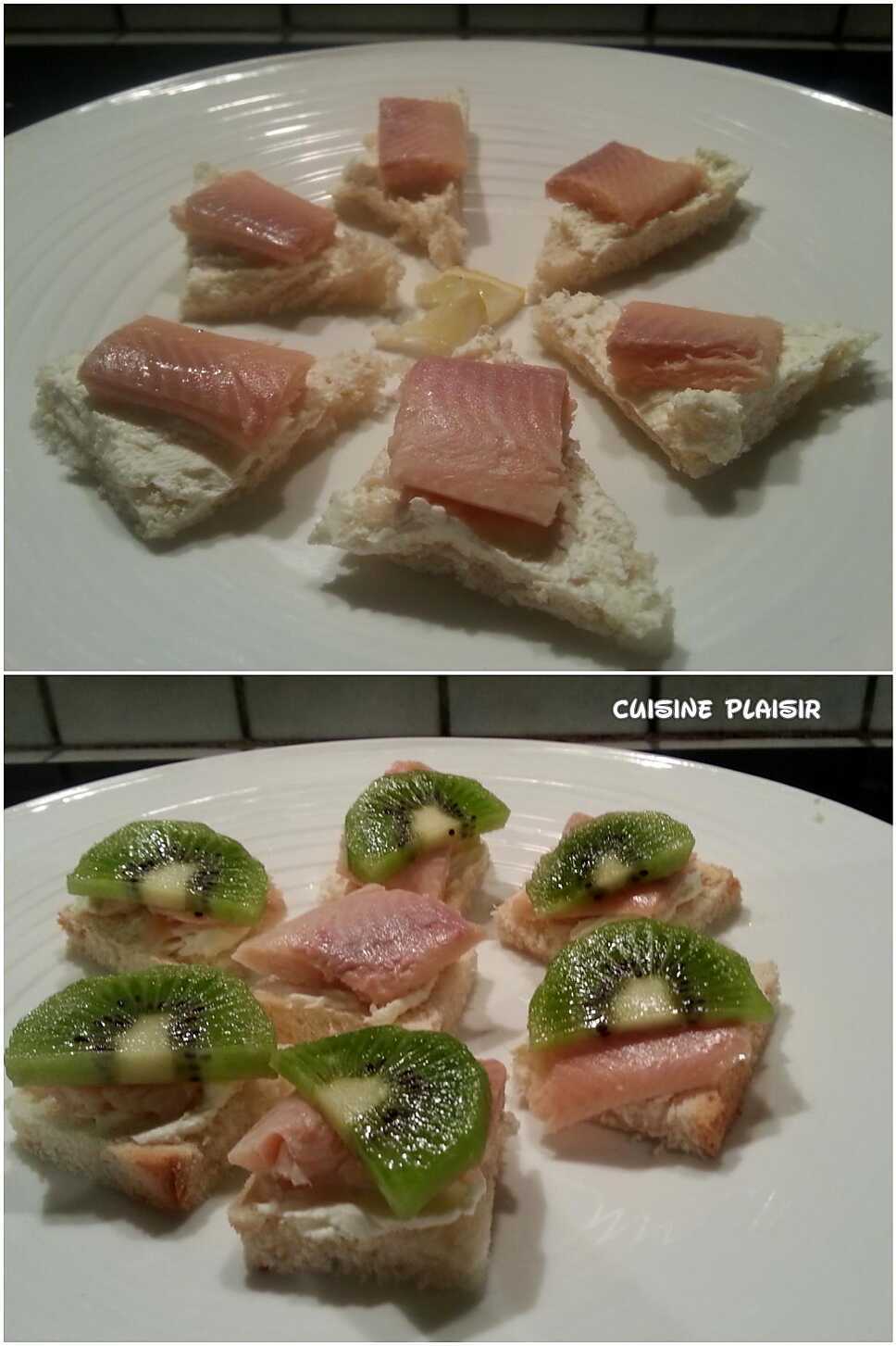 recette Toasts de filet de truite fumée, fromage et citron ou kiwi