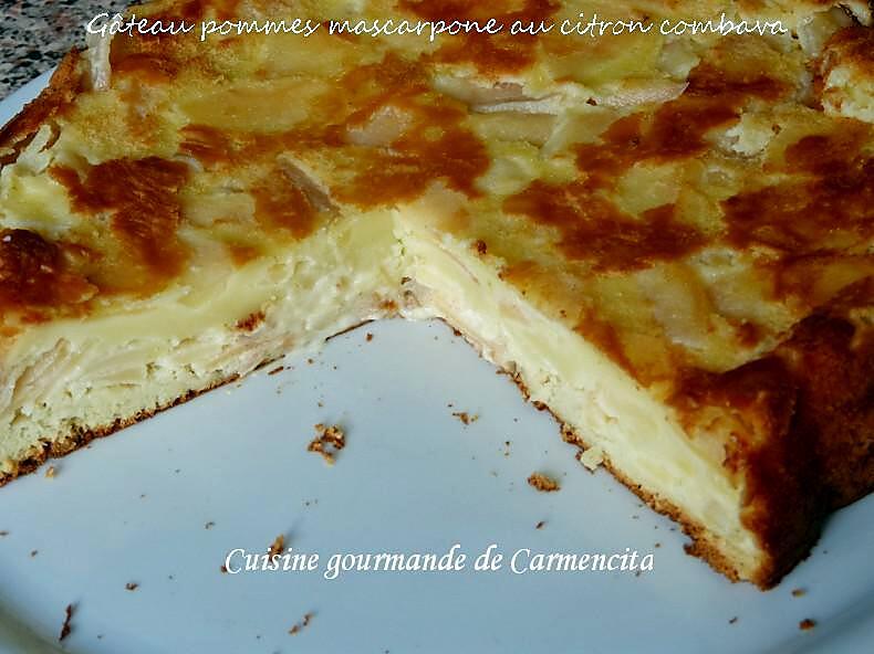 recette Gâteau pommes et mascarpone au citron vert combava ou combawa