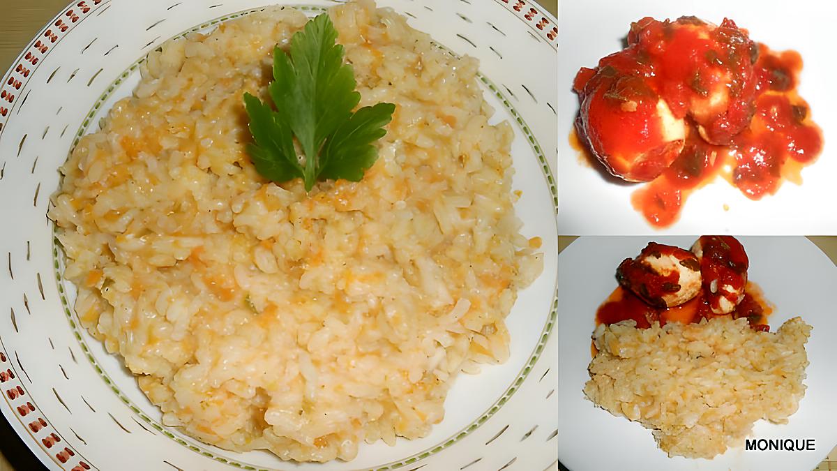 recette RISOTTO AUX PETITS LEGUMES ET OEUFS DURS A LA TOMATE