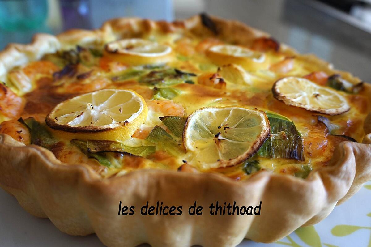 recette quiche poireaux crevettes