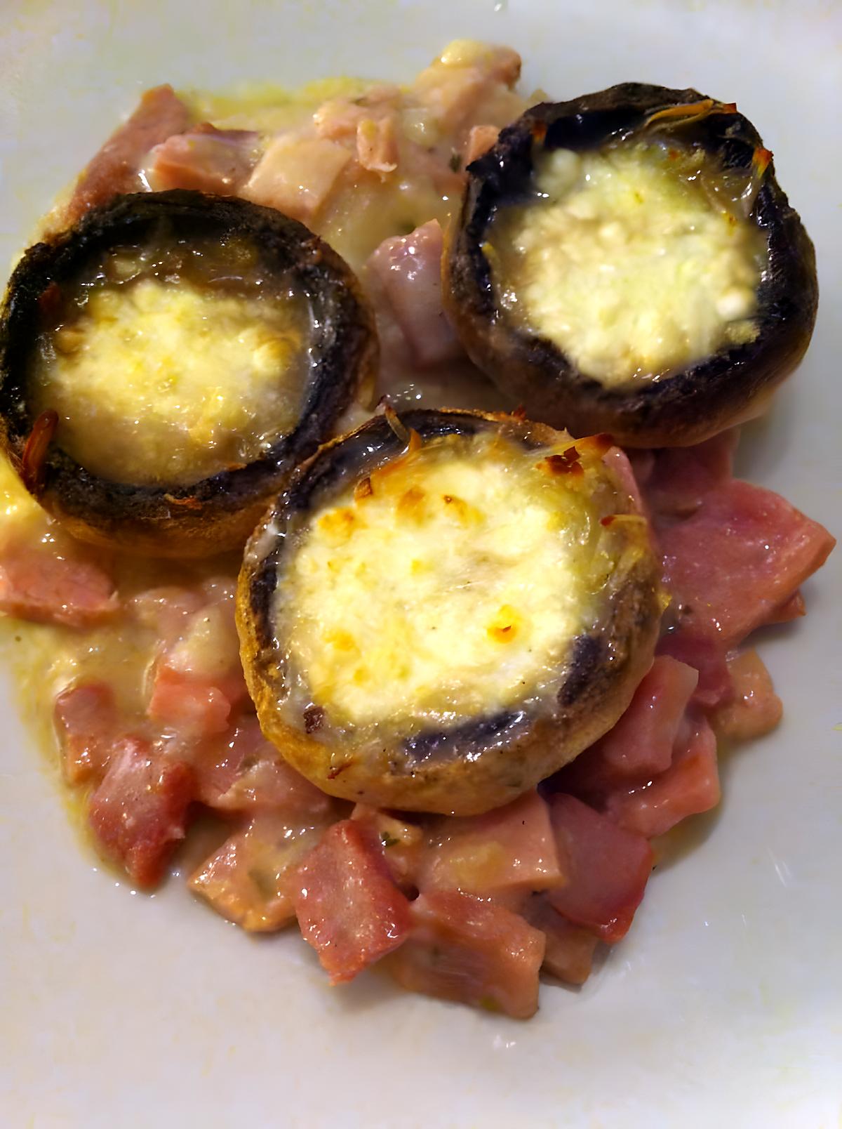 recette Gratin de champignons de Paris au jambon (compatible dukan)