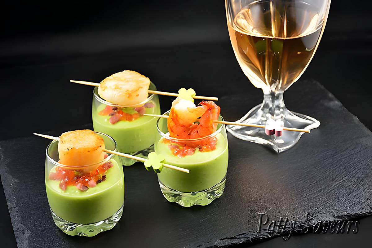 recette Verrine Velouté de Petits Pois et St-Jacques