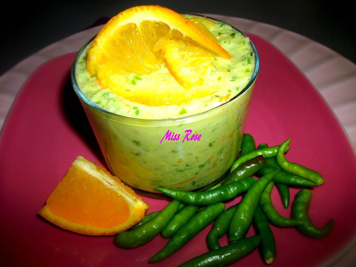 recette SATINI D'ORANGE, PETITS PIMENTS VERTS & GINGEMBRE