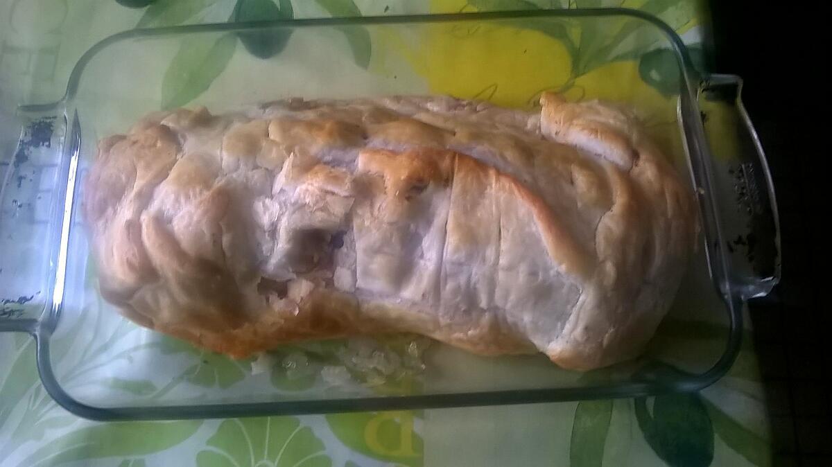 recette filet de porc.   champignons.foie gras en croute