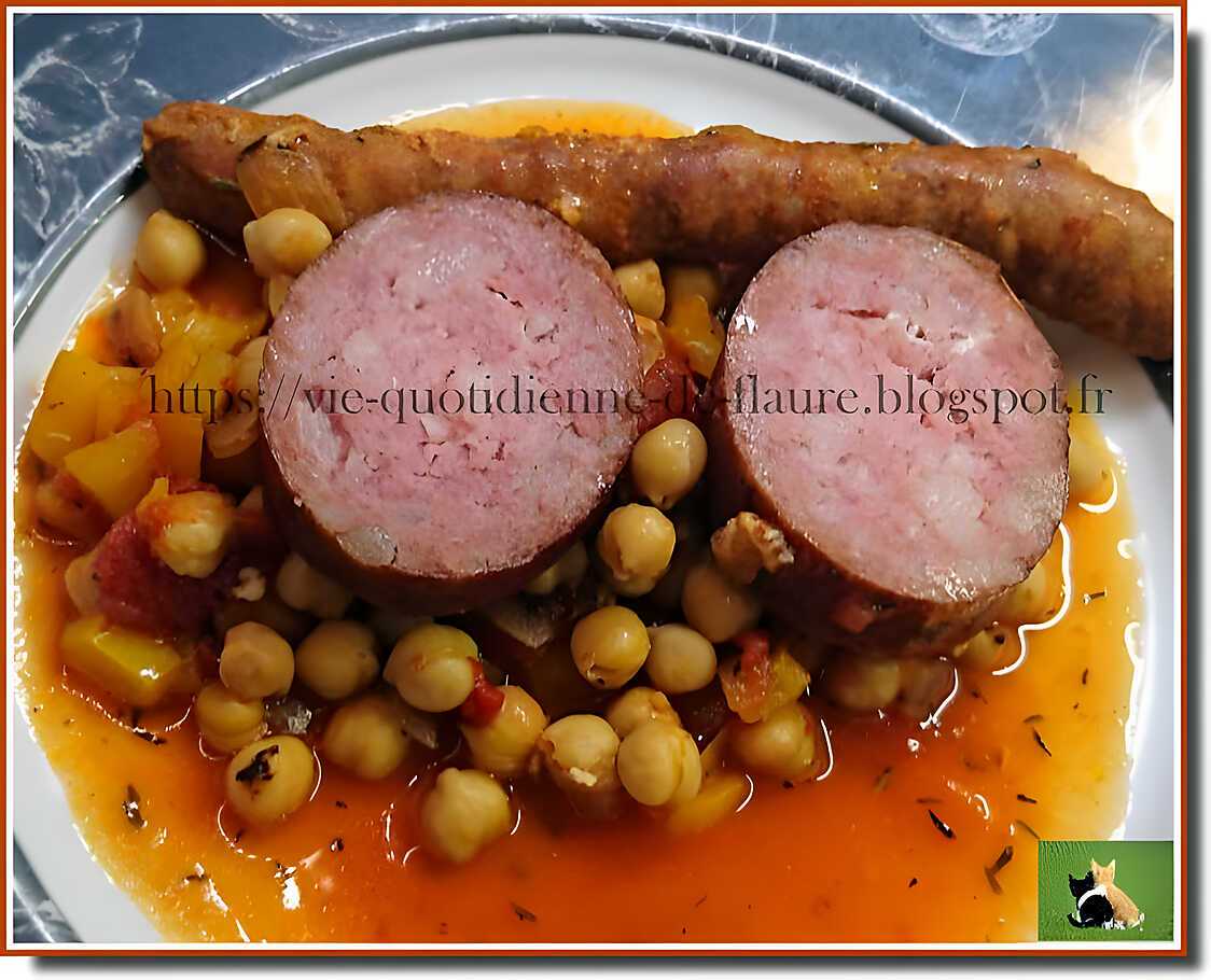 Recette de Saucisses Morteau et Txistorra aux pois chiches
