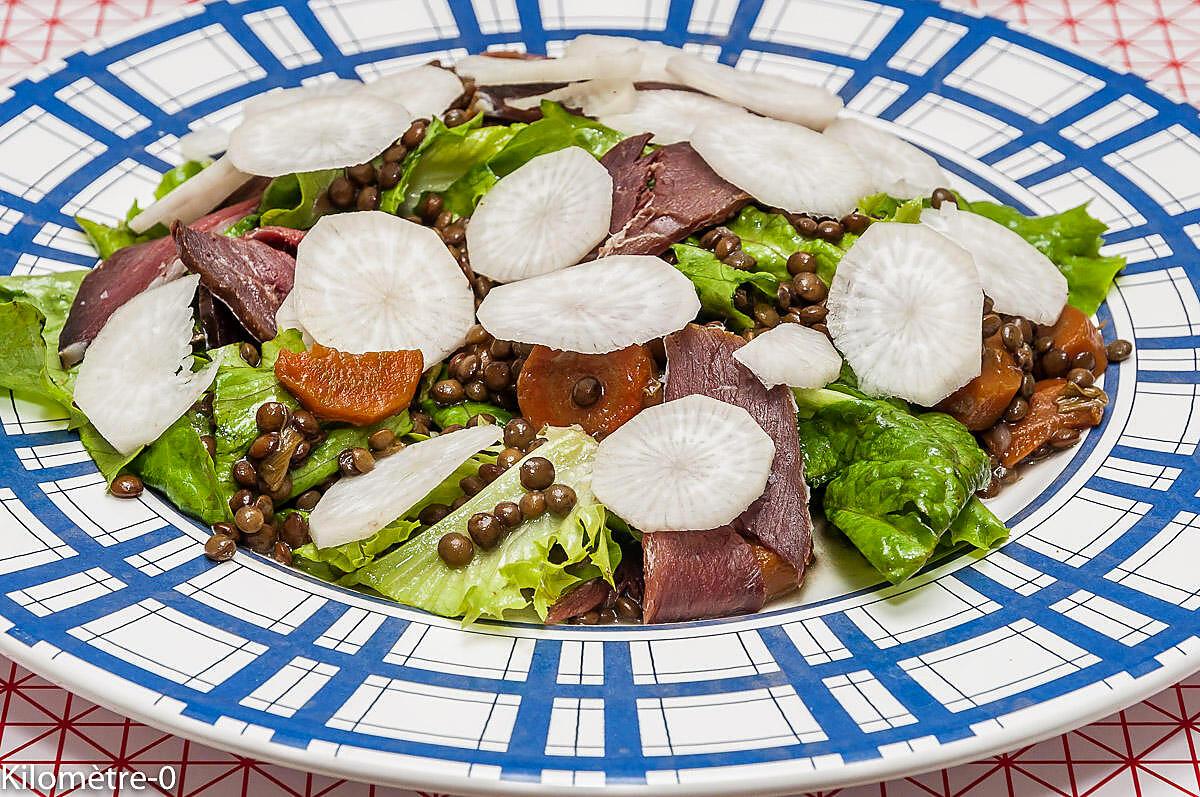 recette Salade de lentilles au magret fumé et au radis noir