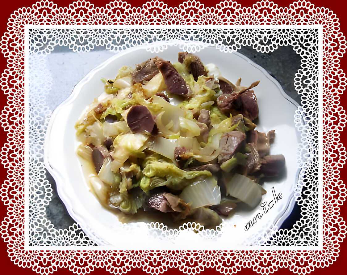 Chou chinois aux gésiers de canard confits