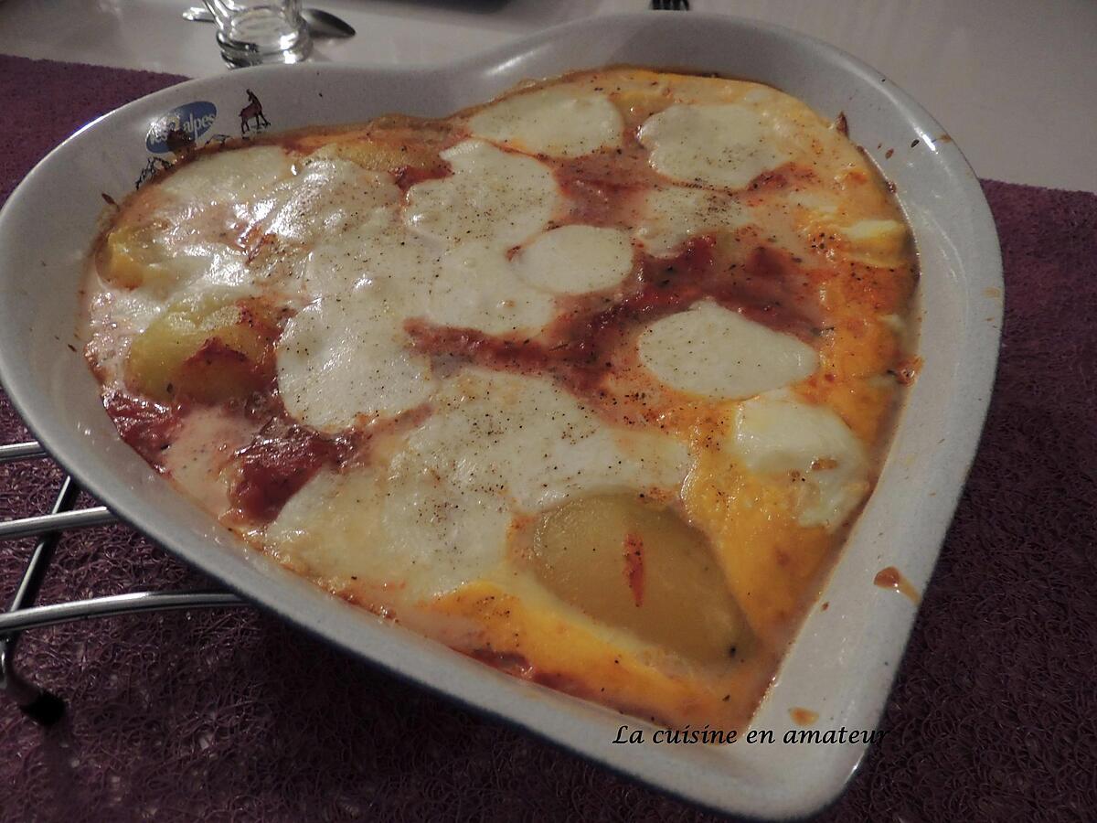 recette Oeufs gratinés pommes de terre à la sauce tomate