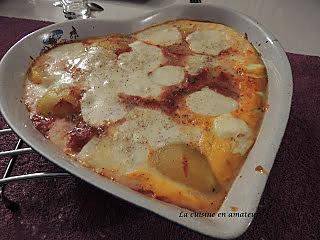 recette Oeufs gratinés pommes de terre à la sauce tomate