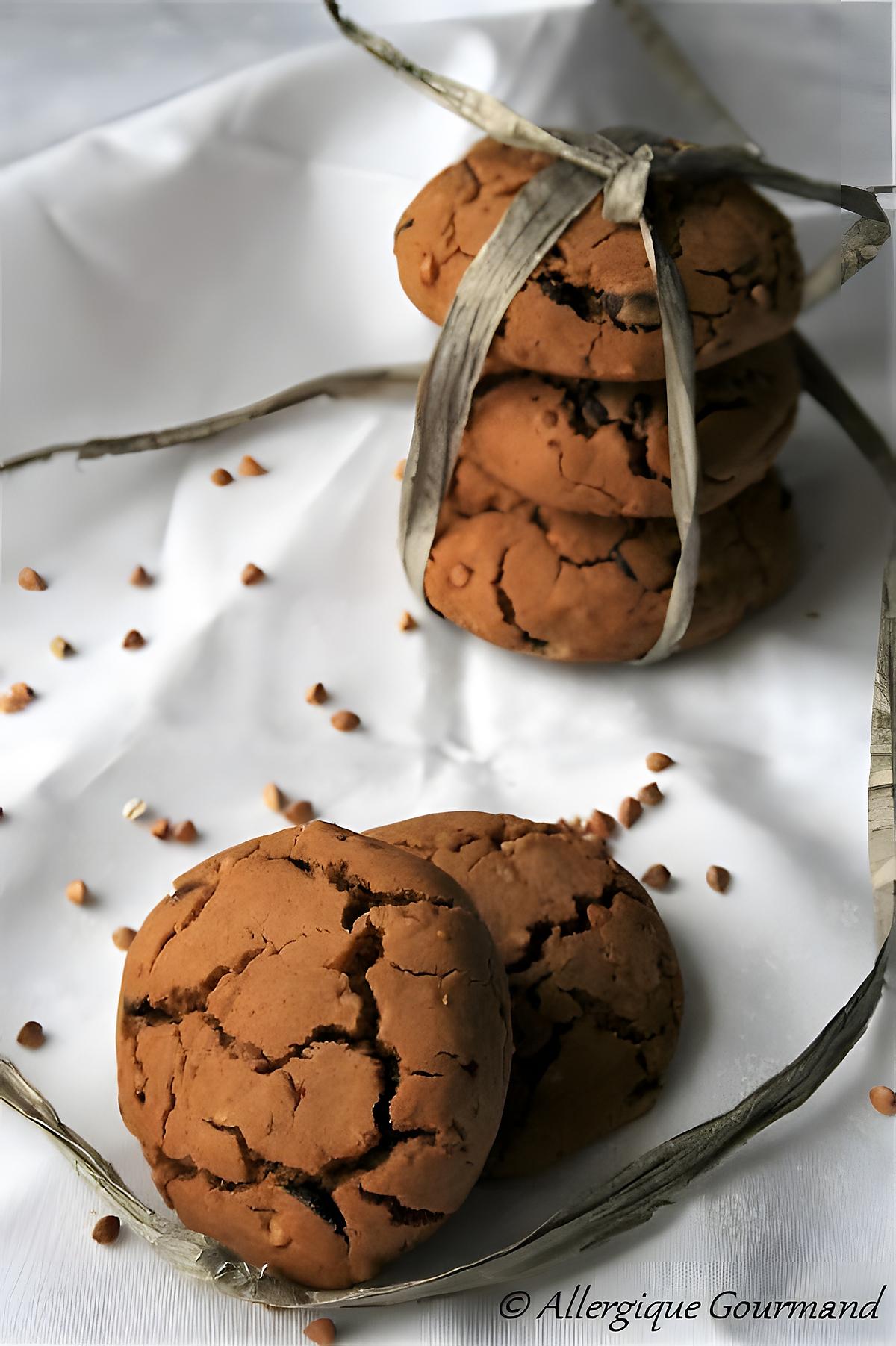 recette Cookies aux graines de sarrasin et pépites de chocolat, Bio, sans gluten sans lait sans oeufs