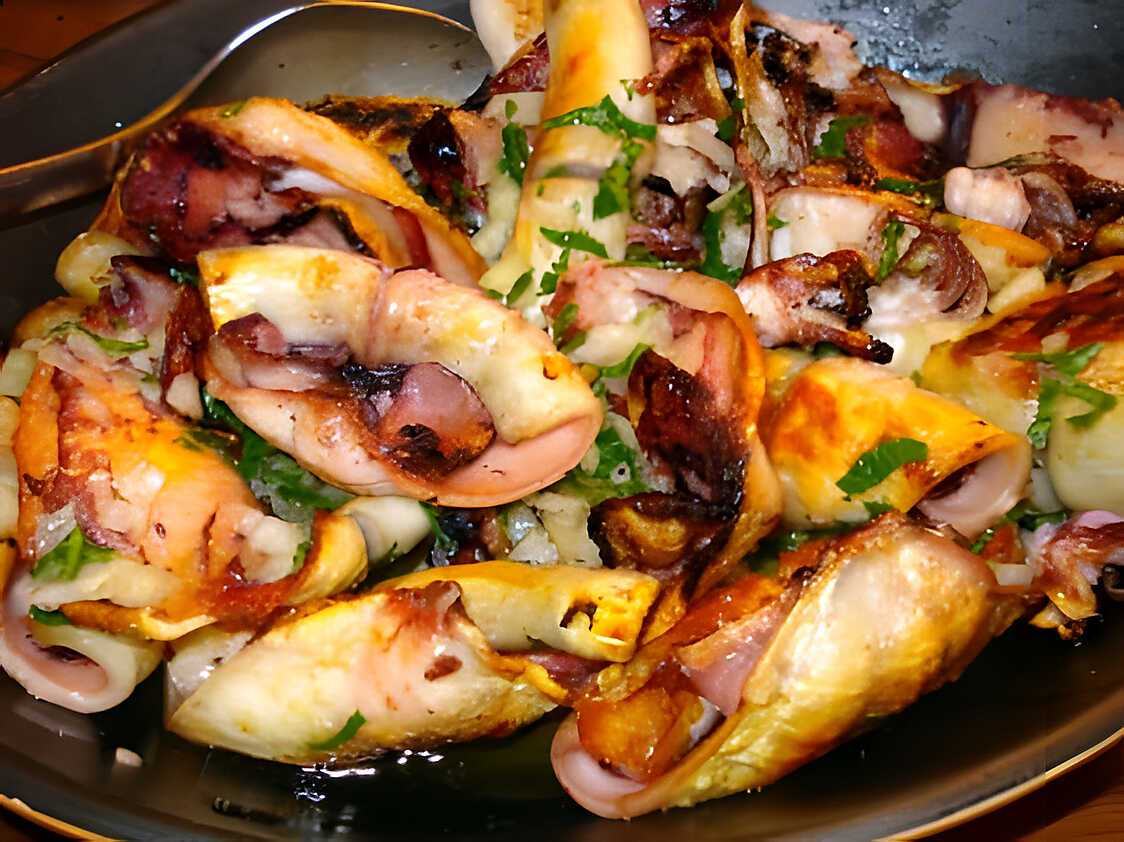 Recette de Calamar Grillé à la Plancha, Jus à L'Ail et Au Persil