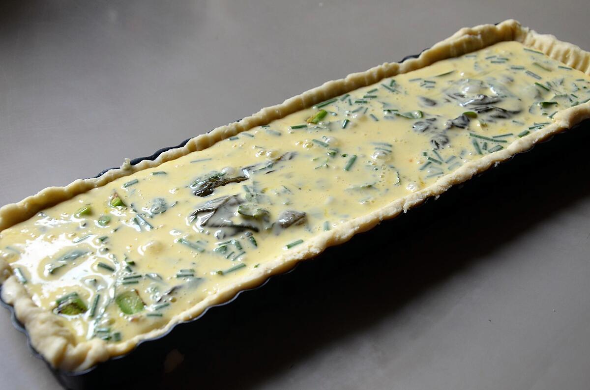 recette Tarte de printemps aux asperges vertes, oseille et menthe du jardin