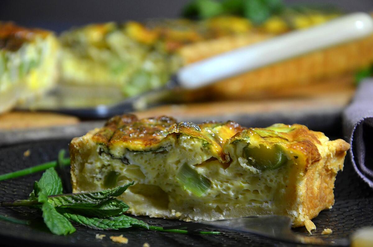 recette Tarte de printemps aux asperges vertes, oseille et menthe du jardin