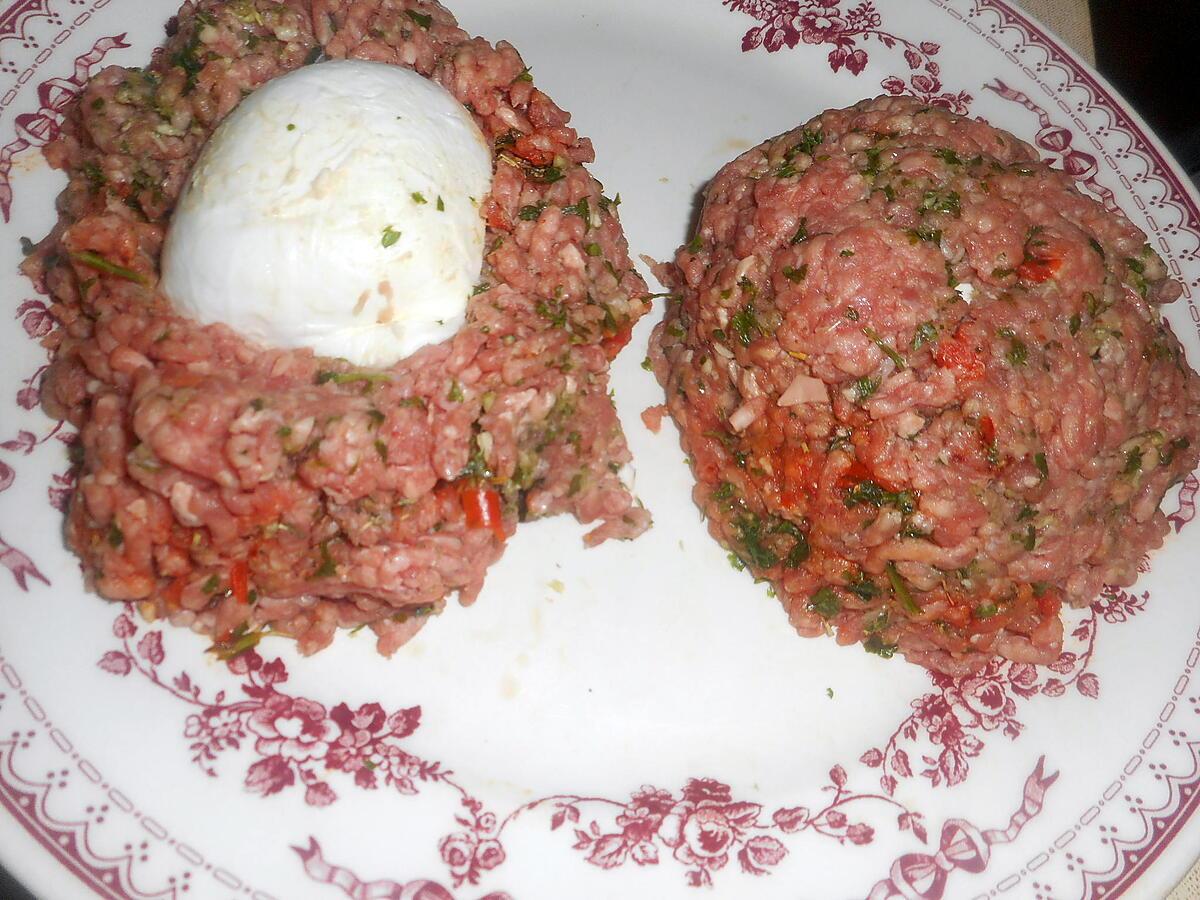 recette Steak haché a la mozzarella