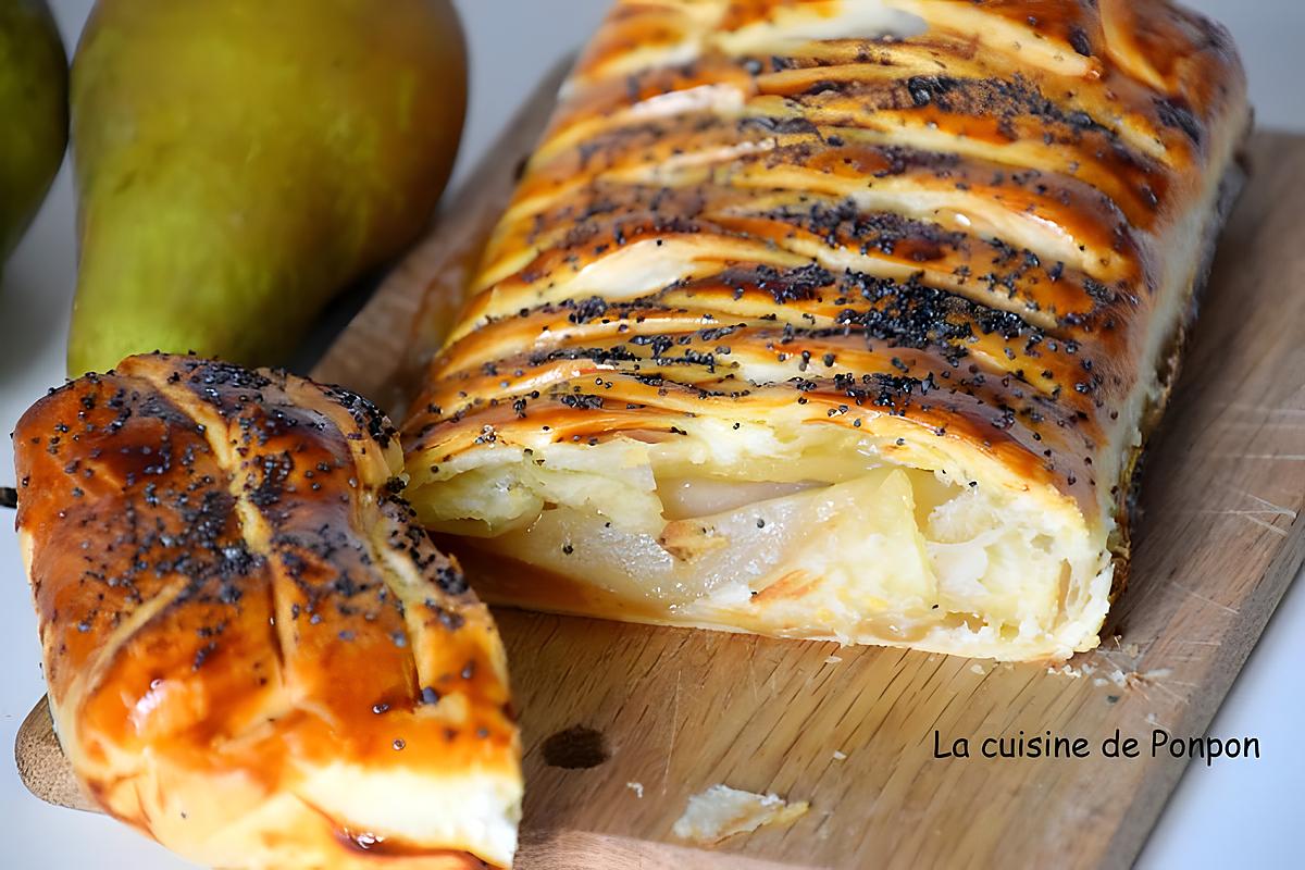 recette Feuilleté aux poires flambées et confiture aux châtaignes
