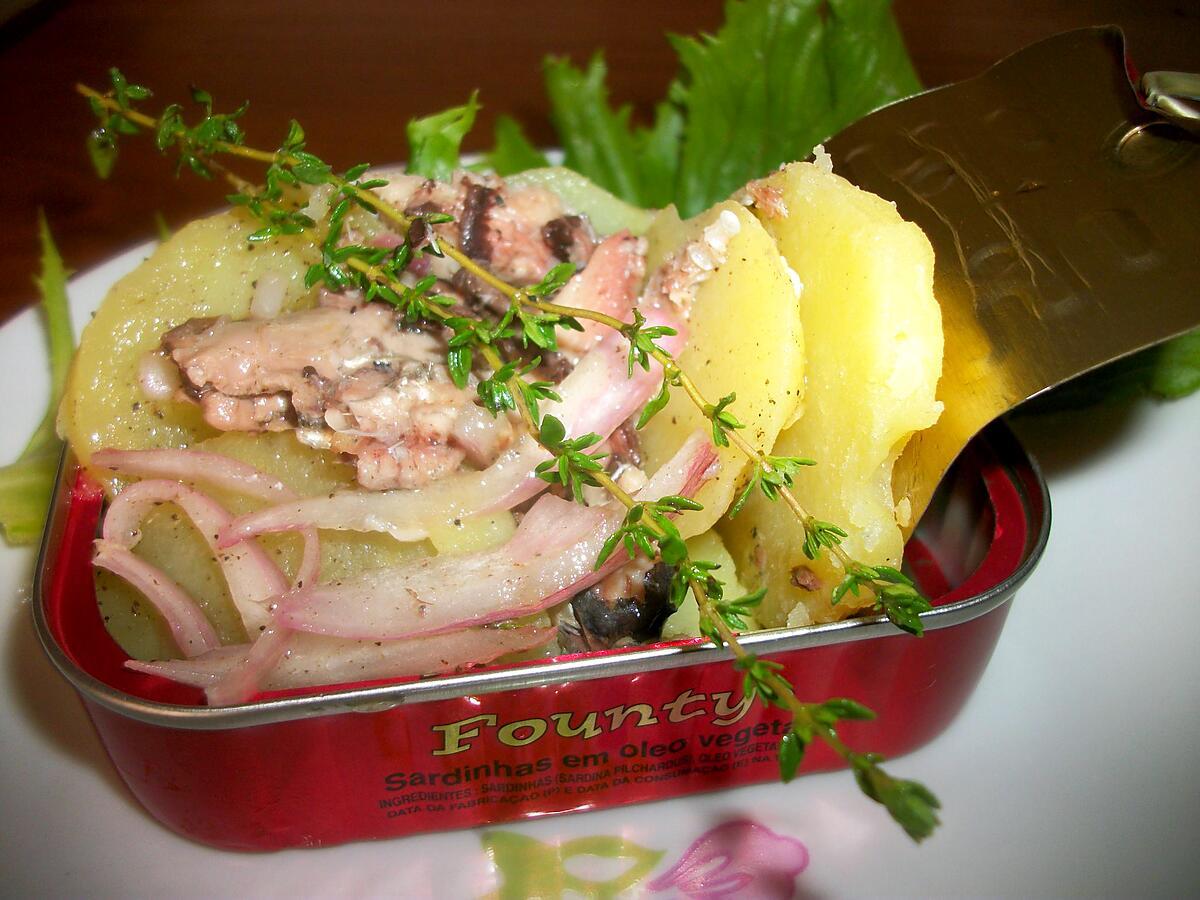 recette SALADE DE  POMME DE TERRE SARDINES A L'HUILE