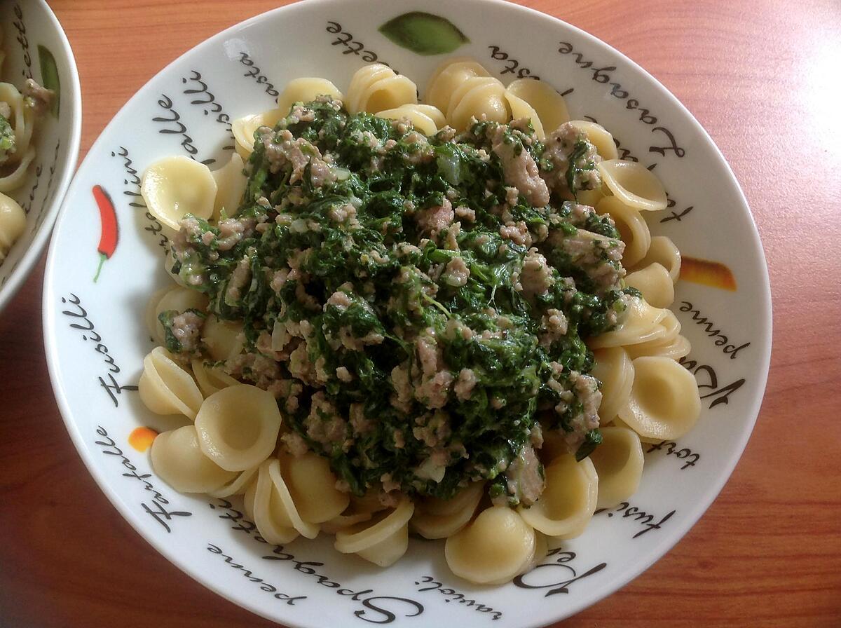 recette Orecchietes aux épinards et au haché