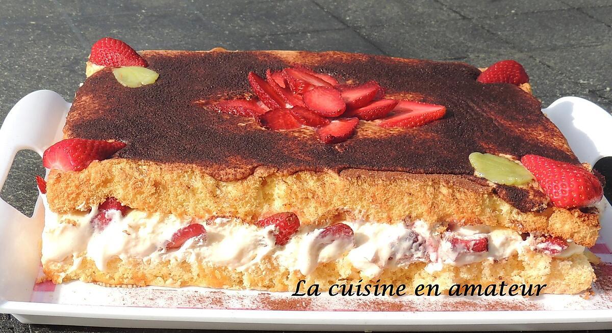 recette Génoise façon tiramisu aux fraises