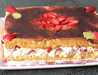 recette Génoise façon tiramisu aux fraises